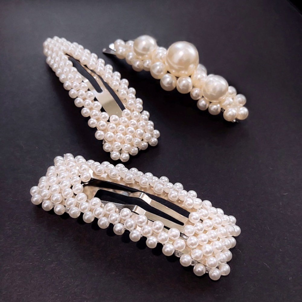 BUNDLE DEAL❗️3 Pack Pearl Hair Clips/ GOLD BANGLE BRACELET - Picture 2 of 8
